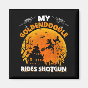 Imã Goldendoodle Cavalga Tiro Goldendoodle Cachorro Ha