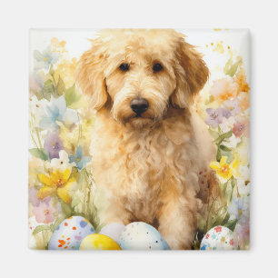Imã Goldendoodle com Ovos de Páscoa