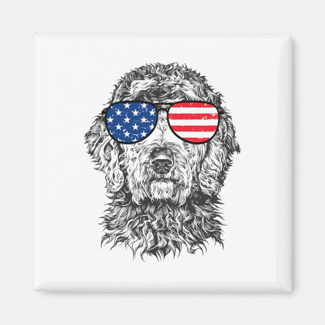 Imã Goldendoodle Doodle Cachorro Patriótico EUA 4 De J (Frente)