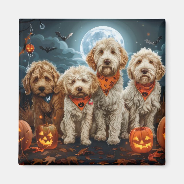 Imã Goldendoodle Halloween Spooky (Frente)