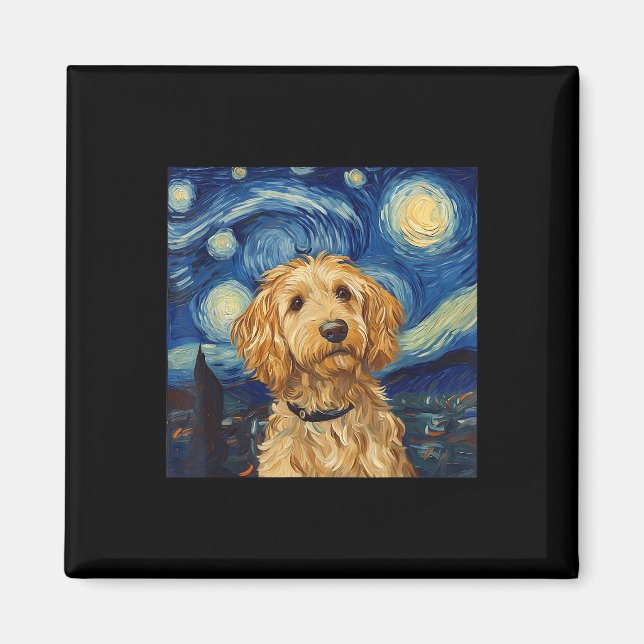 Imã Goldendoodle Van Gogh Starry Night (Frente)