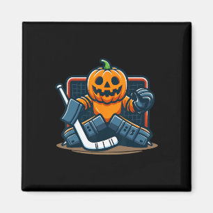 Imã Goleiro de hóquei no gelo de abóbora de Halloween