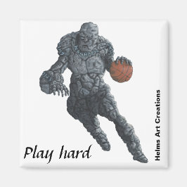 Imã Golem Jogando Basquete Fantasia Arte Magnética