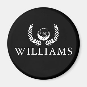 Imã Golf Ball E Wreath Black E White Custom Name