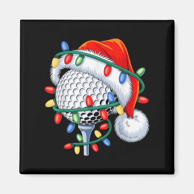 Imã Golf Ball Santa Hat Xmas Engraçados Homens de Nata (Frente)