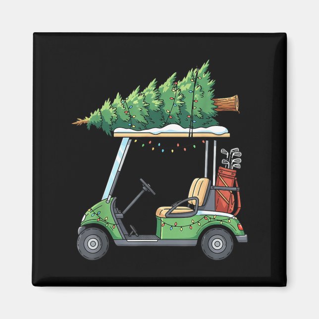 Imã Golf Cart Christmas Tree Lights Funny For Men Wome (Frente)