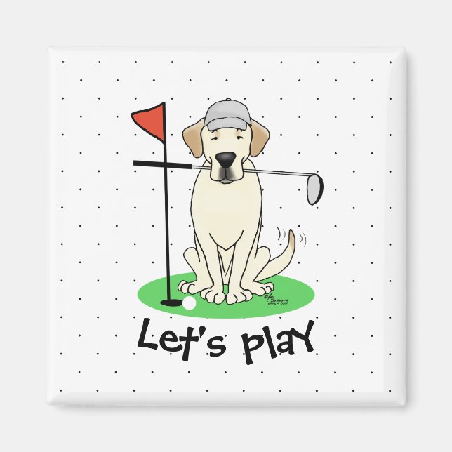 Imã Golf Golfing Yellow Lab Labrador Retriever Cachorr (Frente)