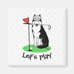 Imã Golf Siberian Husky (black) Dog Playing Cute Funny