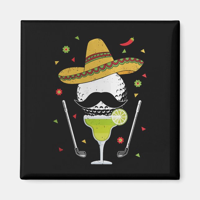 Imã Golfe Cinco De Mayo Com Sombrero E Margarita (Frente)