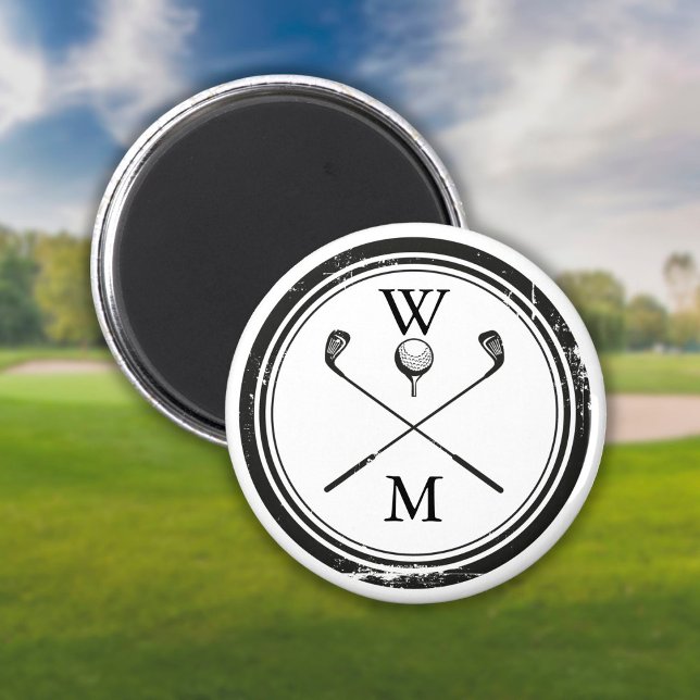 Imã Golfe de Monograma Personalizado (Criador carregado)