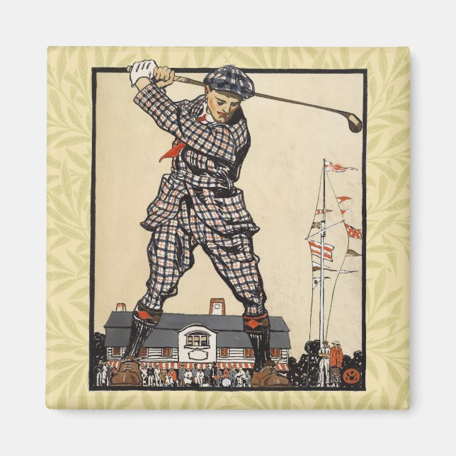 Imã Golfe Golfista Vintage Antigo Golfe (Frente)