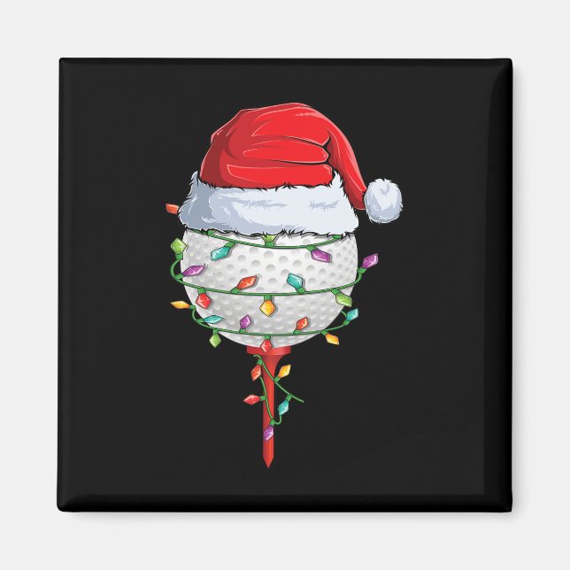 Imã Golfe Natal Pajama Divertido Feriado Golf Ball San (Frente)