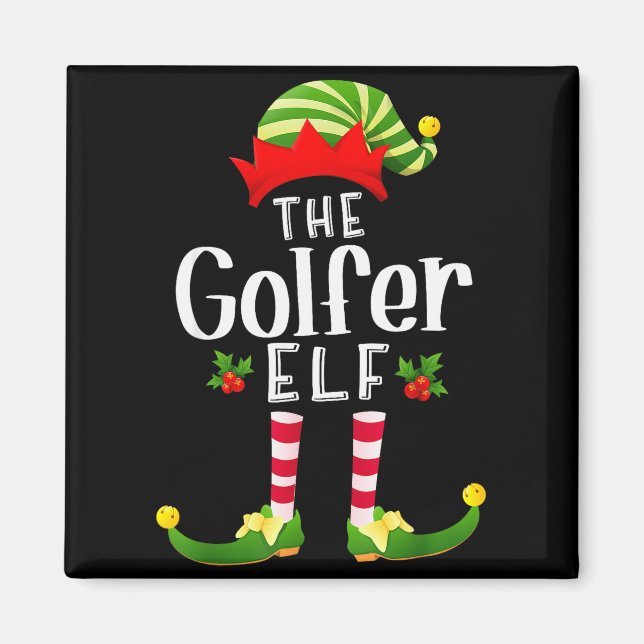 Imã Golfer Christmas Elf Matching Pajama X-mas Party  (Frente)