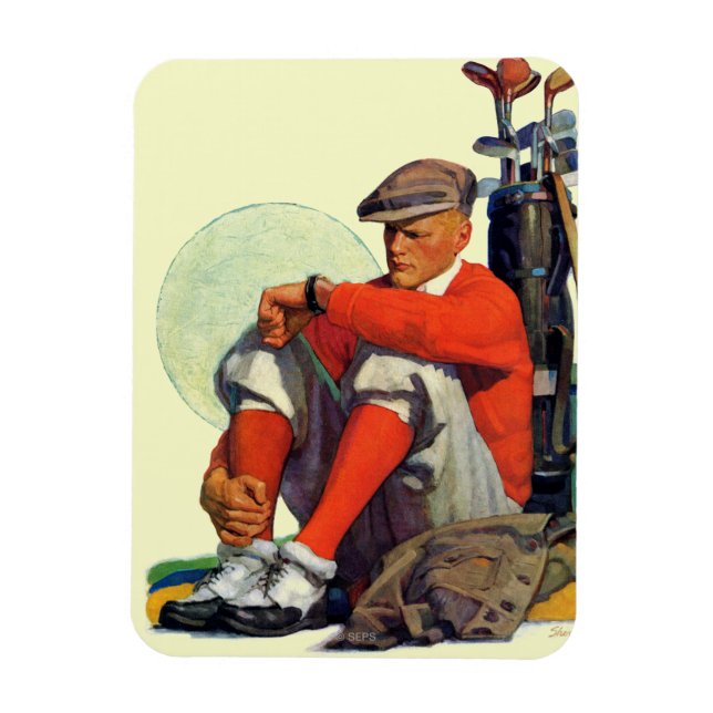 Ímã Golfer Manteve Esperando (Vertical)