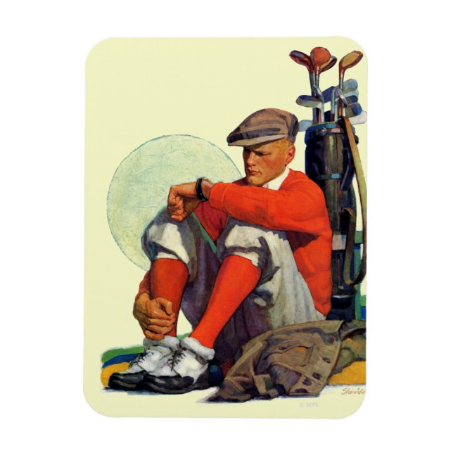 Ímã Golfer Manteve Esperando (Vertical)