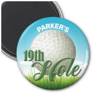Imã Golfer Pro Ball 19th Hole, nome personalizado