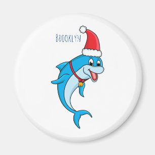 Imã Golfinho bonito com desenho animado de Papai Noel