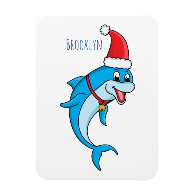 Ímã Golfinho bonito com desenho animado de Papai Noel (Vertical)