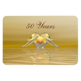 Ímã Golfinhos e Coração do Aniversário do ouro