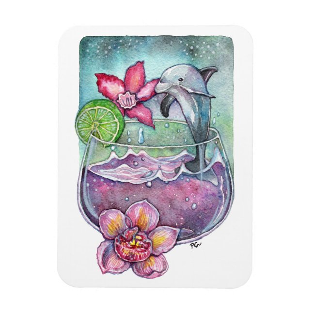 Ímã Golfinhos e Orquídeas (Vertical)