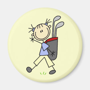 Imã Golfista Menina Com Bolsa e Tacadas