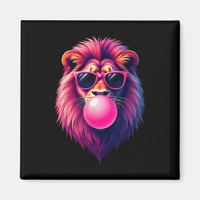 Imã Goma-Bolha Lion Rosa Piscando (Frente)