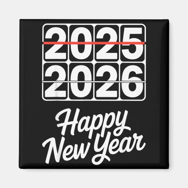 Imã Goodbye 2025 Hello 2026 Clock Happy New Year Party (Frente)