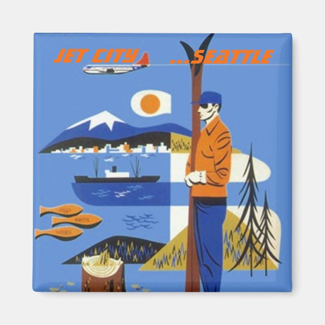 IMÃ GOOGIE JET CITY SOUVENIR MAGNET SEATTLE WASHINGTON (Frente)