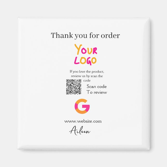 Imã Google review business logo website scan QR code (Frente)
