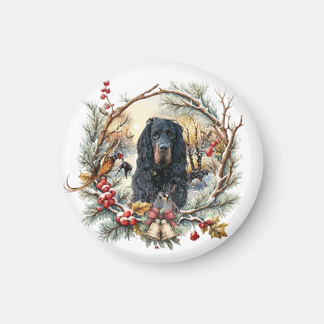 Imã Gordon Setter Alegria de Natal – Arte Canina Sazon (Frente)