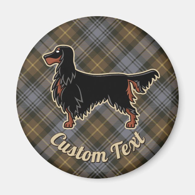Imã Gordon Setter sobre o Weathered Gordon Tartan Magn (Frente)