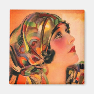 Imã Gorgeous Orange Flapper 20 com Scarf Magnet