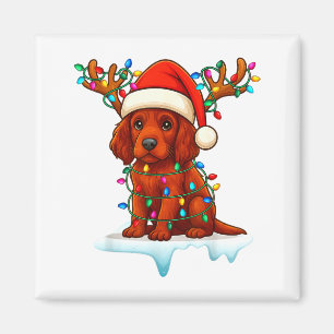 Imã Gorro de Natal do Papai Noel com Luzes de Rena par