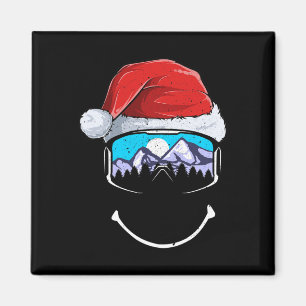Imã Gorro de Papai Noel de Montanha de Esqui Divertido