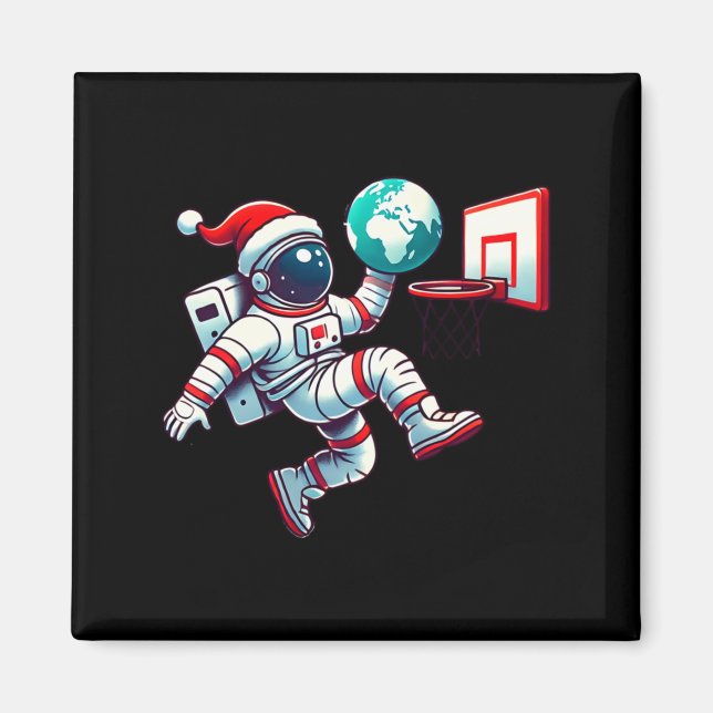 Imã Gorro de Papai Noel Engraçado Astronauta Dunking B (Frente)