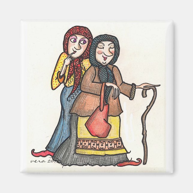 Imã Gossip Crones Ucraniano Folk Art (Frente)