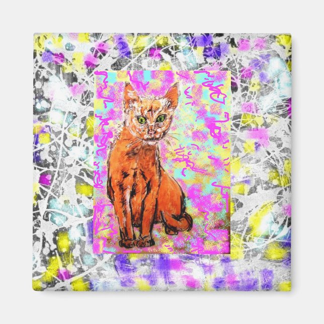 Imã gota roxa curiosa de gato (Frente)