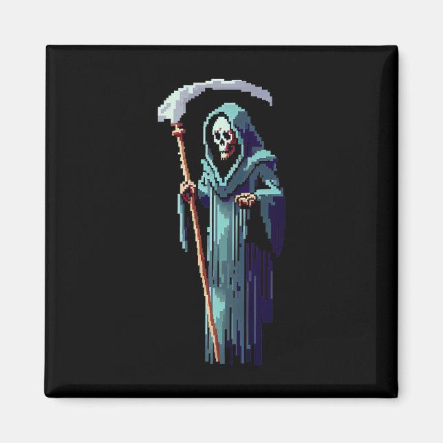 Imã Goth Gamer 8 Bit Pixel Art Video Game Grim Reaper  (Frente)