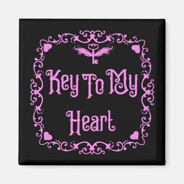 Imã Goth Valentine Chave do Meu Coração Rosa (Frente)