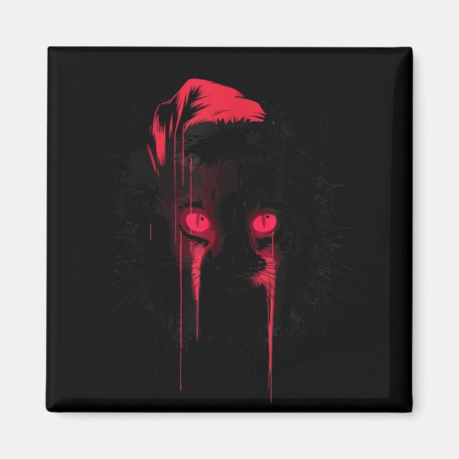 Imã Gothic Christmas Nge Horror Cat Santa Hat Witchy X (Frente)