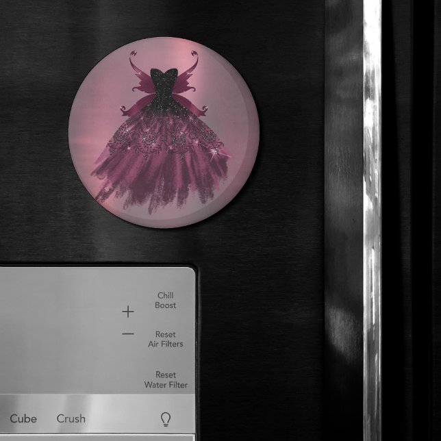 Imã Gothic Fairy Fuchsia Gown | Magenta Rosa-Rosa-Boca (Criador carregado)