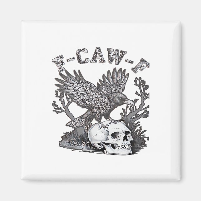 Imã Gothic Funny F-Caw-F Humor Crow Essential Retro St (Frente)