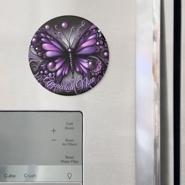 Imã Gótico Caprichoso Borboleta Roxa Personalizada (In Situ (Fridge))