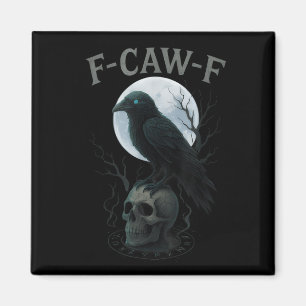 Imã Gótico Corvo Negro F-caw-f Raven Skull Hallowe