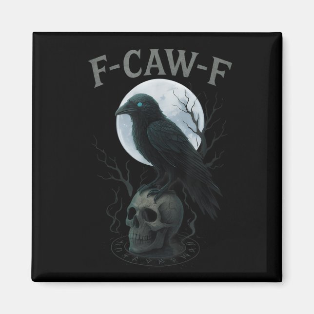 Imã Gótico Corvo Negro F-caw-f Raven Skull Hallowe (Frente)