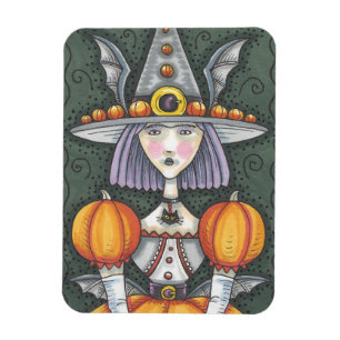 ÍMÃ GÓTICO DE PUMPKIN MALLOWEEN FOLK ART MAGNET