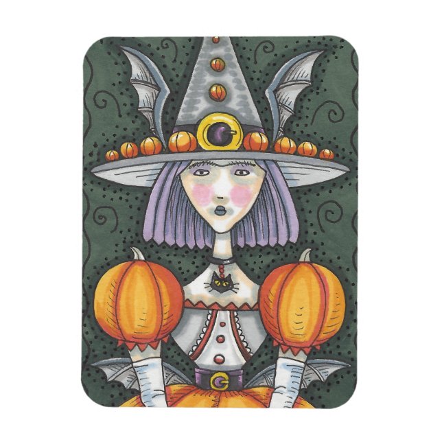 ÍMÃ GÓTICO DE PUMPKIN MALLOWEEN FOLK ART MAGNET (Vertical)
