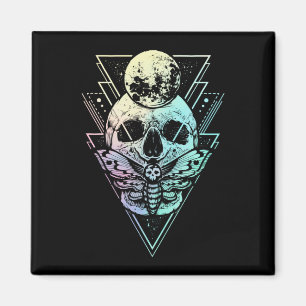 Imã Gótico Pastel Moon Skull Gótica Crescente Wicca 