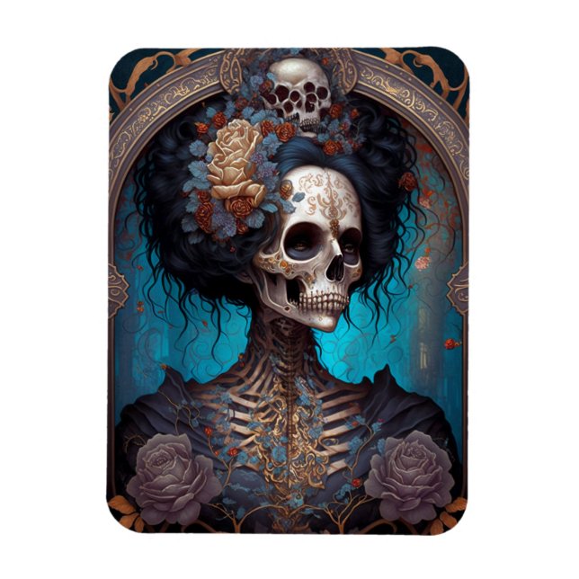 Ímã Gótico Skeleton Skull Woman Gothic (Vertical)