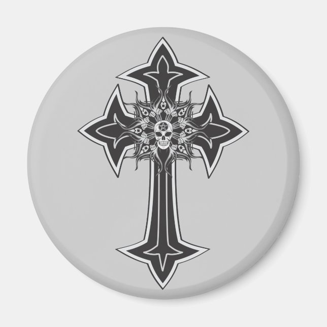 Imã Gótico Skull Cross (Frente)